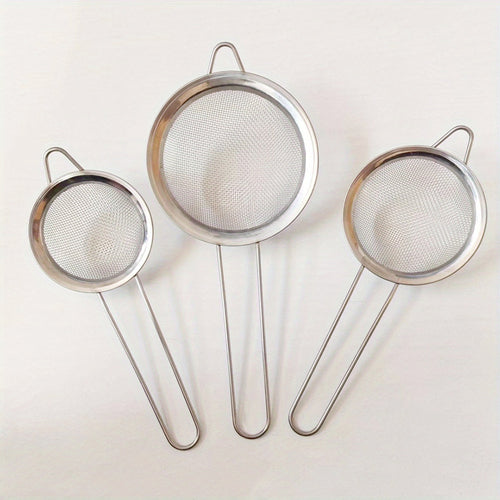 3Piece Stainless Steel Mesh Strainer Set for Kitchen