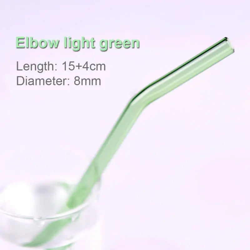 Rainbow Color Reusable High Temperature Resistant Glass Drinking Straws Bent Drinking Straw Milk Drinkware Bar Party Accessory