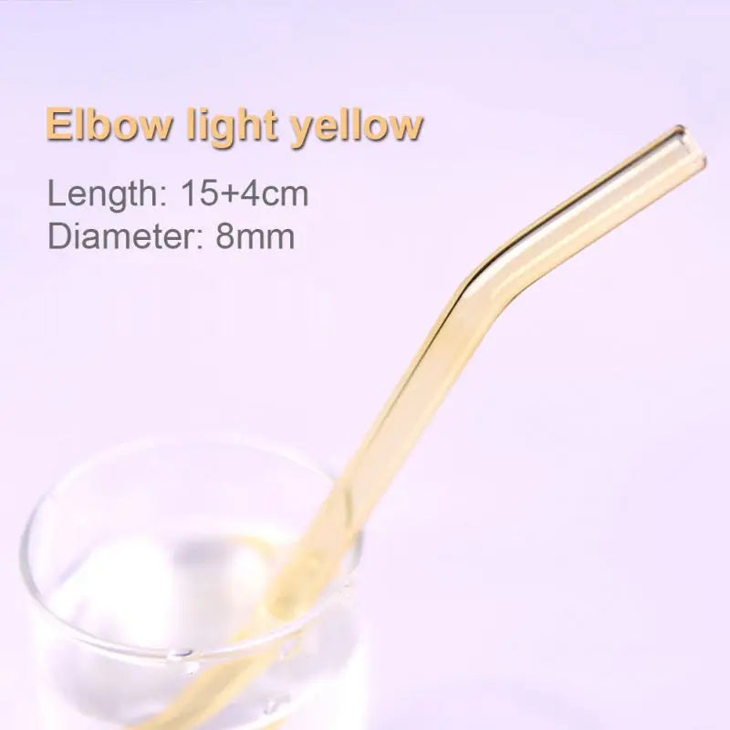 Rainbow Color Reusable High Temperature Resistant Glass Drinking Straws Bent Drinking Straw Milk Drinkware Bar Party Accessory