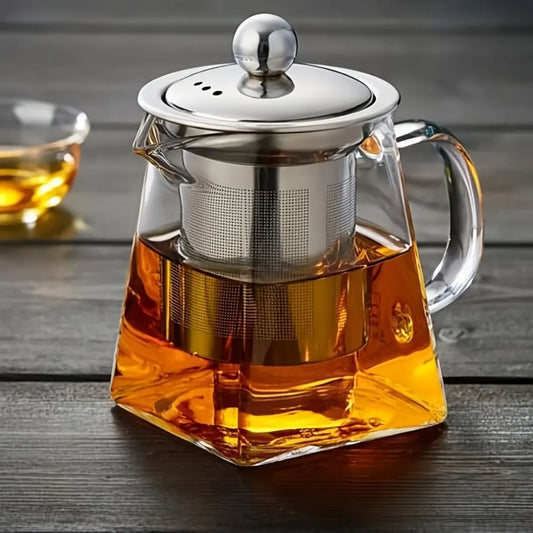 350-950ml Square Glass Tea pot Teapot With Infuser Tea Filter Flower Tea Kettle Kung Fu Tea Heat Resistant kitchen accessories