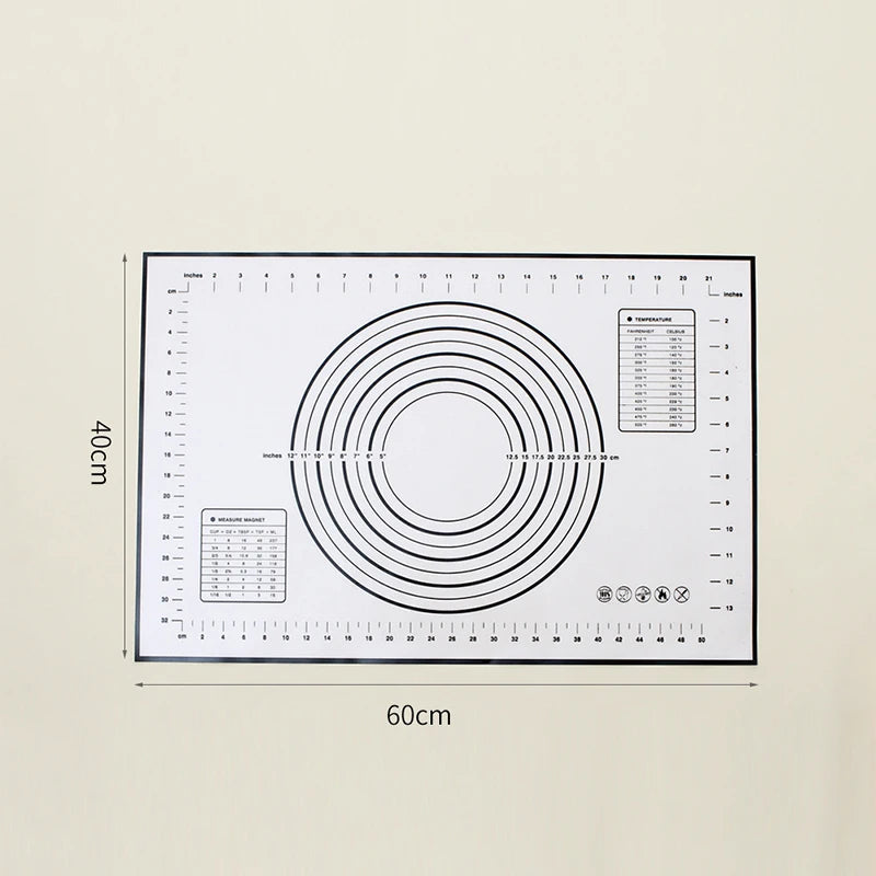 60/50/40cm Silicone Pad Baking Mat Sheet Kneading Dough Mat For Kitchen Rolling Dough Pizza Large Dough Non-Stick Maker Holder