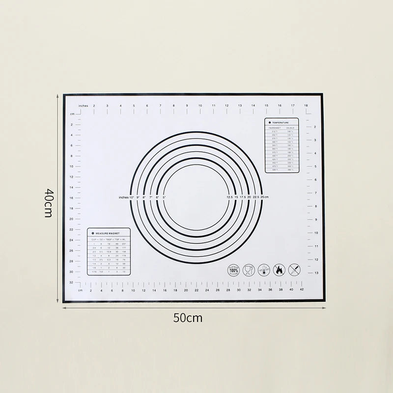 60/50/40cm Silicone Pad Baking Mat Sheet Kneading Dough Mat For Kitchen Rolling Dough Pizza Large Dough Non-Stick Maker Holder