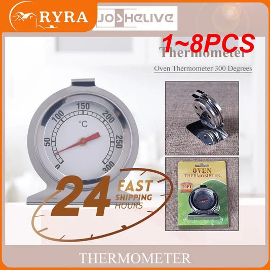 1~8PCS Stainless Steel Oven Thermometer Food Meat Grill Cooking Mini Dial Stand Up Temperature Gauge For Oven Cooker Kitchen