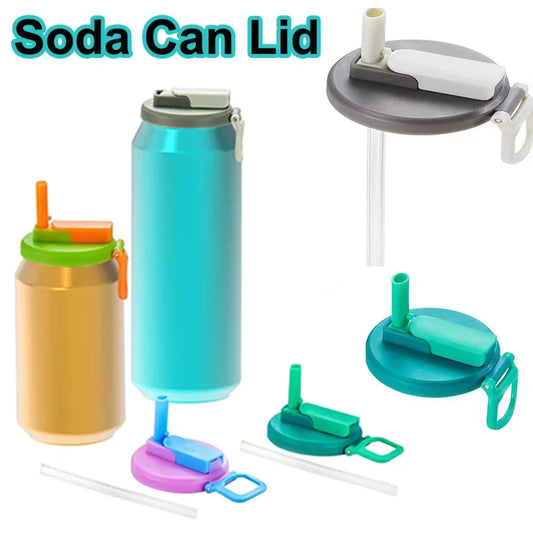 2PCS Soda Can Lids Silicone Straws Can Covers Creative Sealed Soda Cap Reusable Beverage Can Cover for Canned Drinks Beer Juice