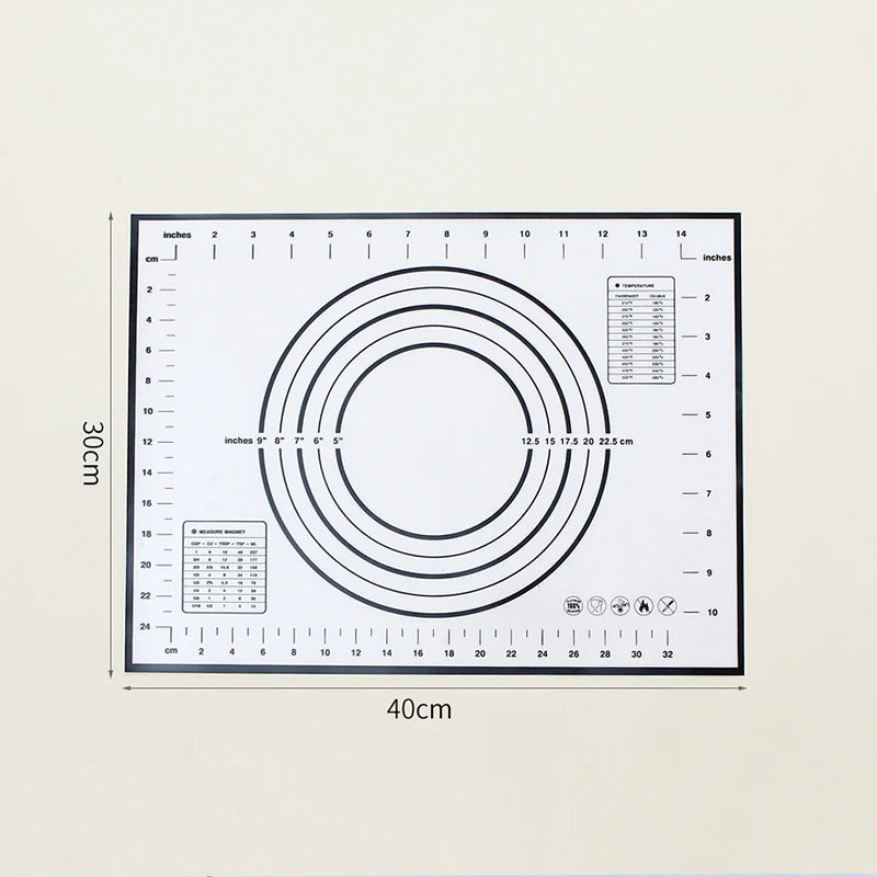 60/50/40cm Silicone Pad Baking Mat Sheet Kneading Dough Mat For Kitchen Rolling Dough Pizza Large Dough Non-Stick Maker Holder