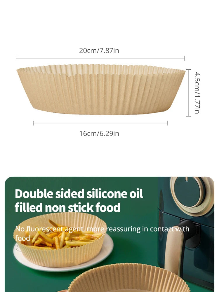 50pcs Air Fryer Special Paper Food Silicon Oil Paper Round Bracket High Temperature Absorbent Paper Baking Accessories